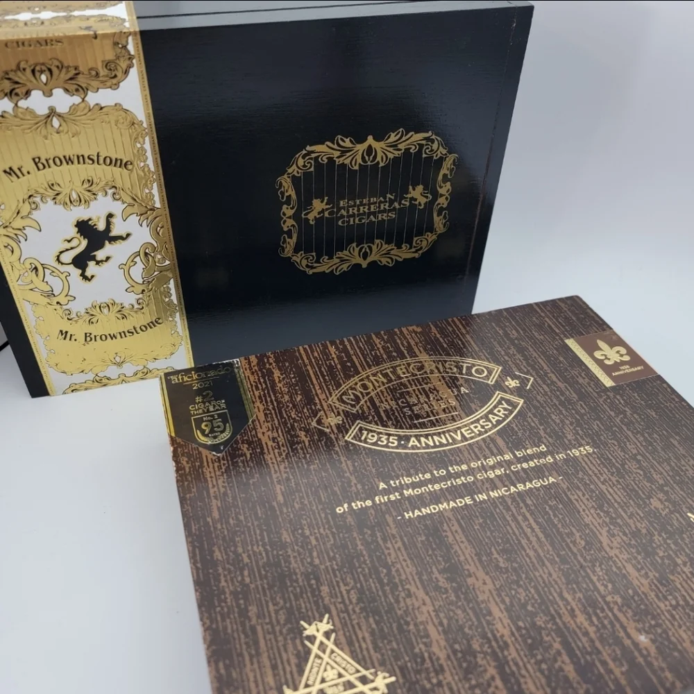 Lot Of 2 Wood Cigar Boxes Empty Organize Decor Mr Brownstone Montecristo DIY